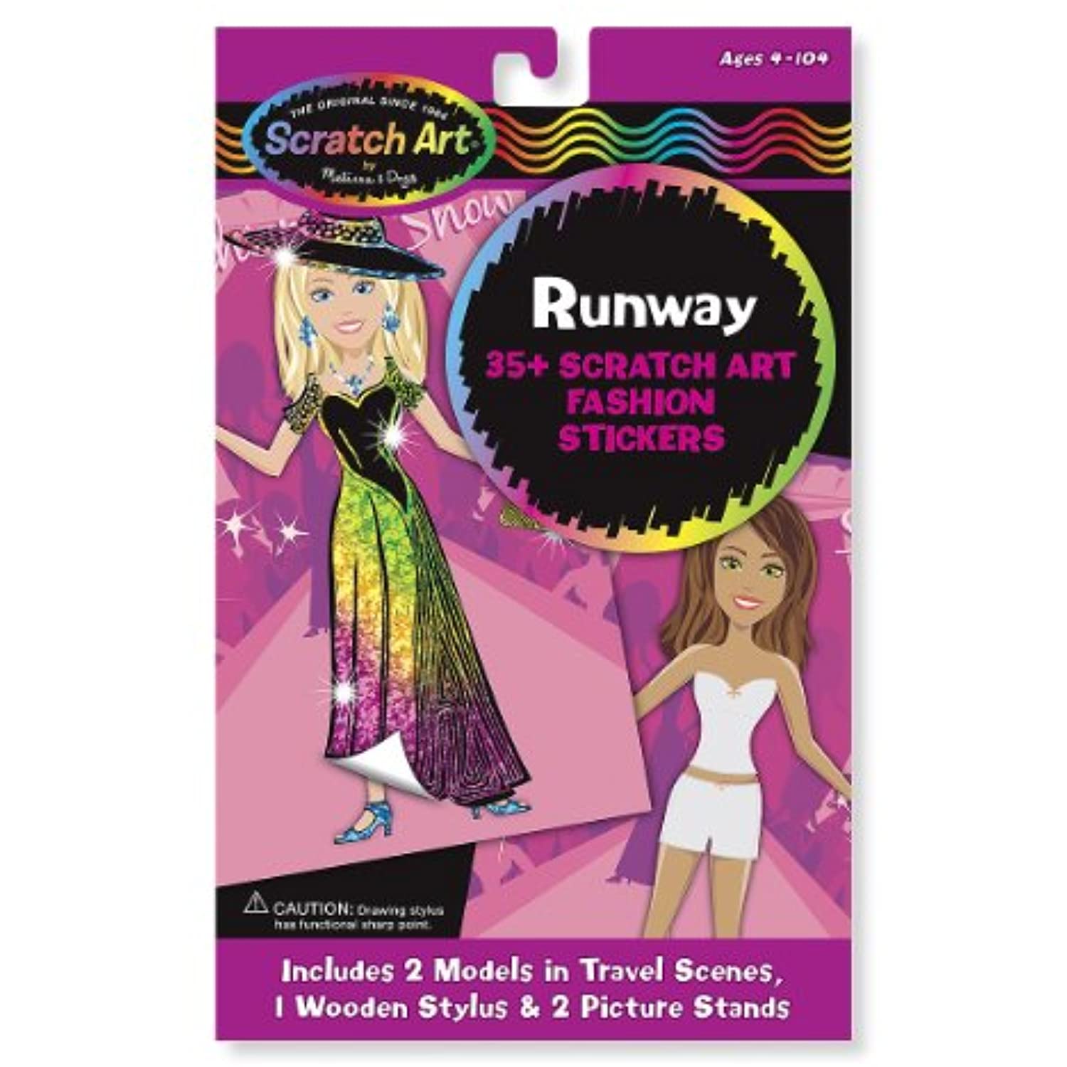 Runway: Scratch Art Fashion Sticker Pack + FREE Melissa & Doug Scratch Art Mini-Pad Bundle [58711]
