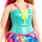 Barbie Dreamtopia Princess Doll, 12-Inch, Curvy, Blonde with Pink Hairstreak Wearing Rainbow Skirt and Tiara, for 3 to 7 Year Olds