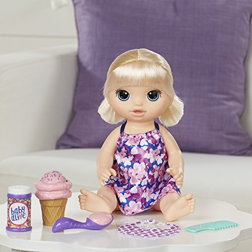 BABY ALIVE MAGICAL SCOOPS BABY: Blonde Baby Doll with Dress and Accessories: Ice Cream Cone, Scooper, Comb and More, Perfect Toy For 3 Year Old Girls and Boys and Up