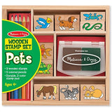 Melissa & Doug Pets: Wooden Stamp Set & 1 Scratch Art Mini-Pad Bundle (09363)