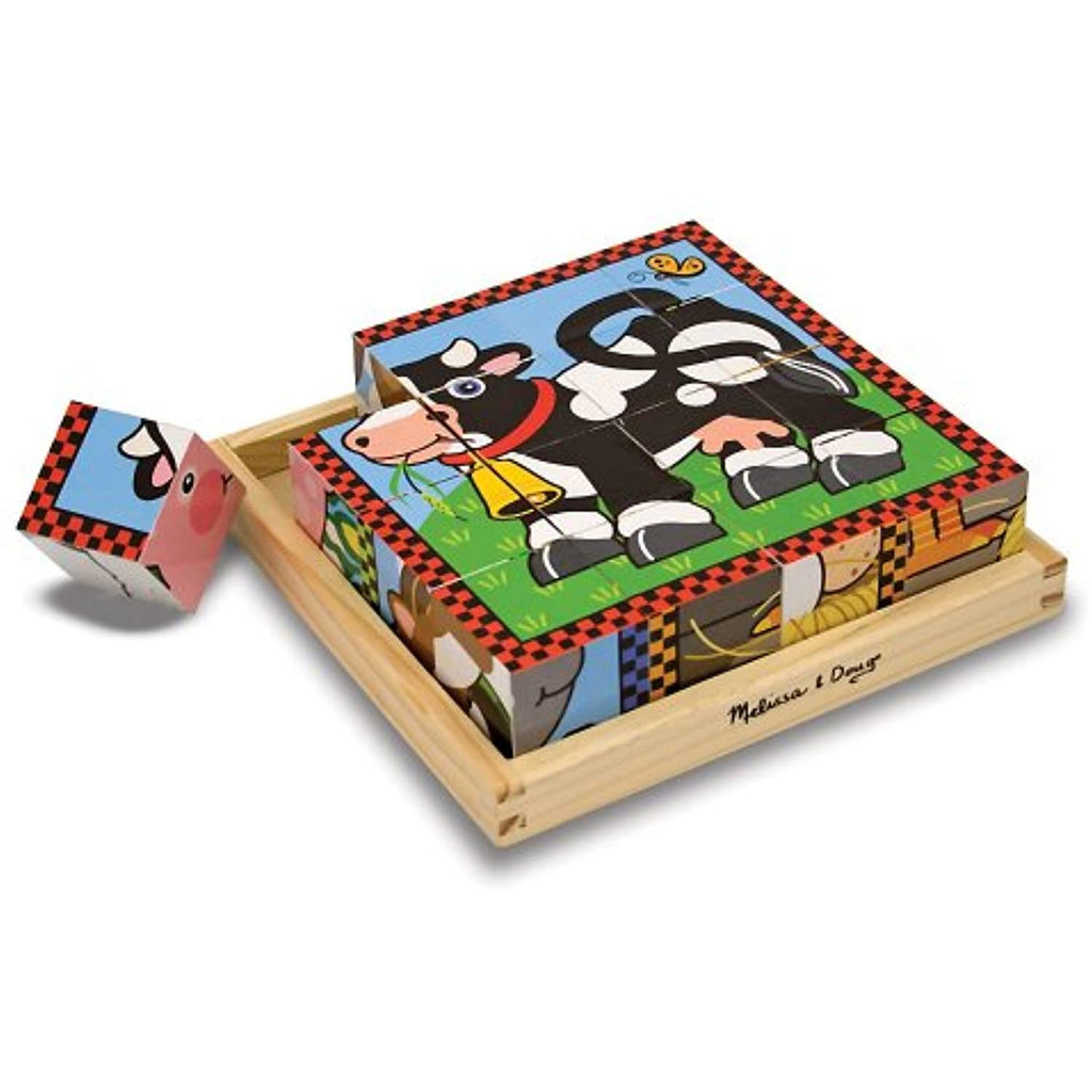 Melissa & Doug Farm Themed Cube Puzzle & 1 Scratch Art Mini-Pad Bundle (00775)