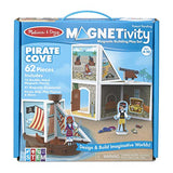 Melissa & Doug Magnetivity Magnetic Tiles Building Playset – Pirate Cove with Pirate Ship (62 Pieces, STEM Toy)