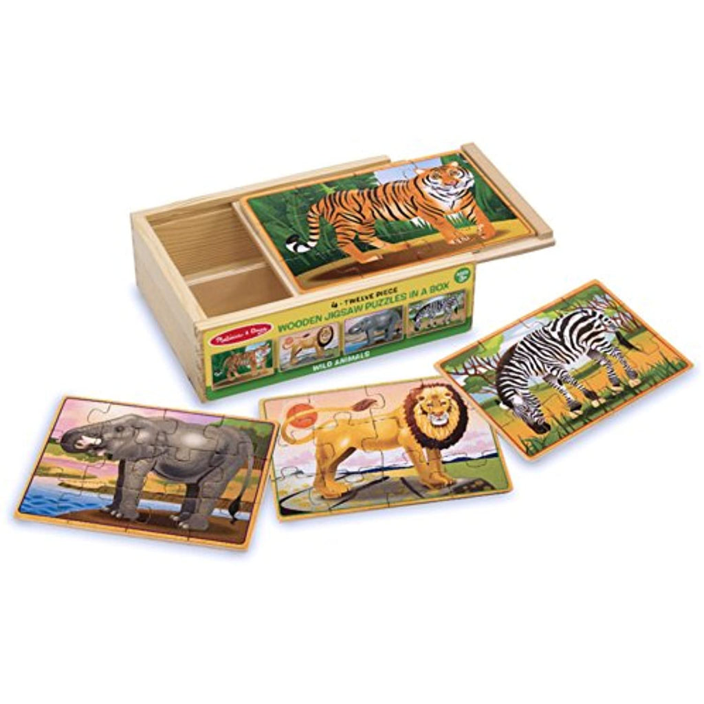 Melissa & Doug Wild Animals - 4 Jigsaw Puzzles in a Box Scratch Art Mini-Pad Bundle [37969]