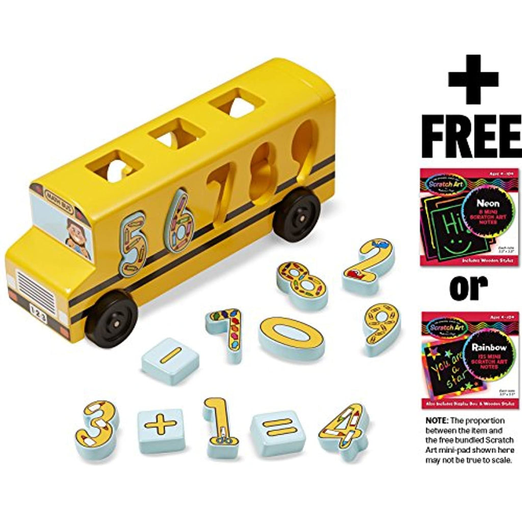 Melissa & Doug Number Game Math Bus & 1 Scratch Art Mini-Pad Bundle (09398)