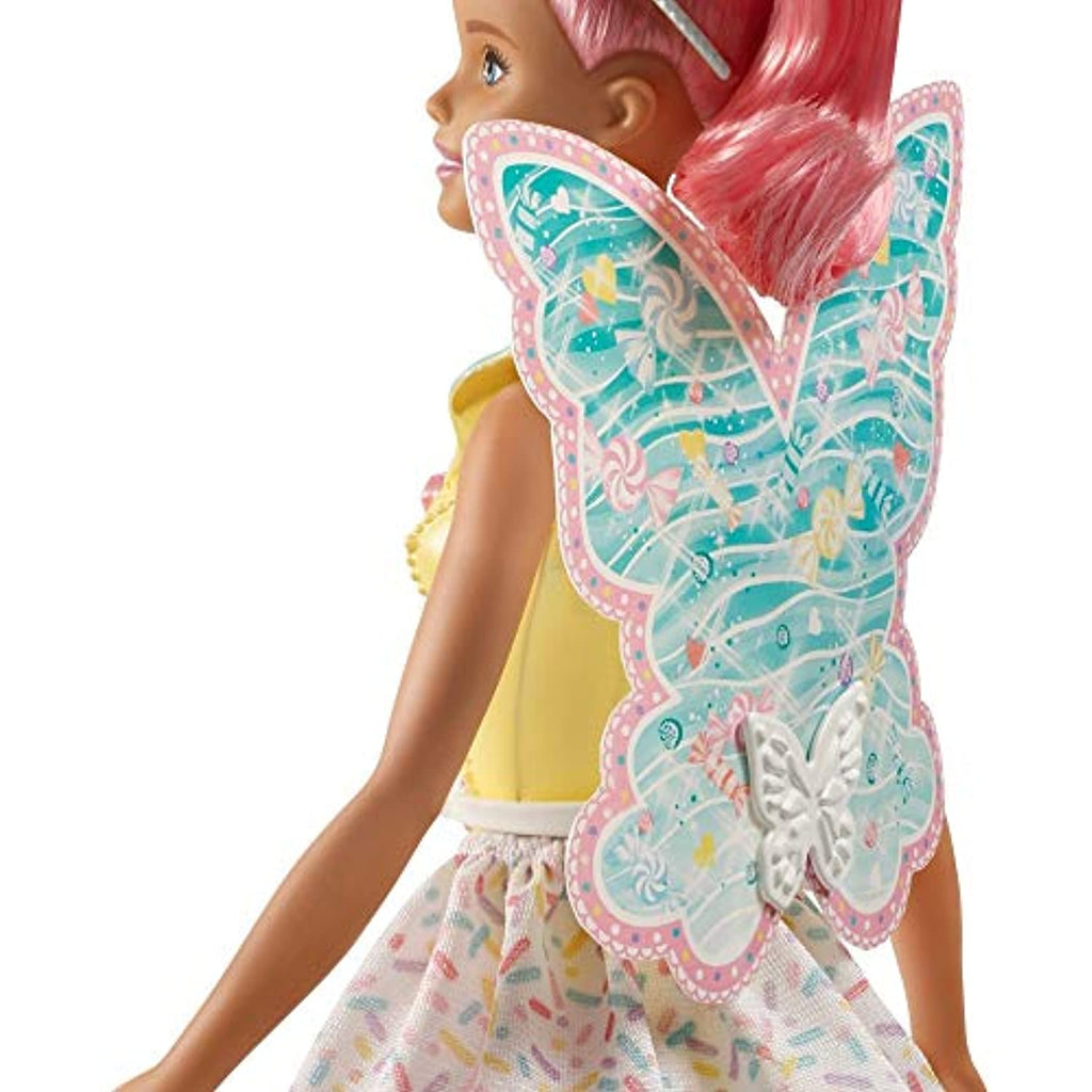Barbie Dreamtopia Fairy Doll, Approx 12-Inch, with A Colorful Candy Theme, Pink Hair and Wings, for 3 to 7 Year Olds