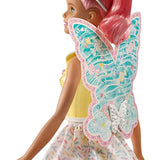 Barbie Dreamtopia Fairy Doll, Approx 12-Inch, with A Colorful Candy Theme, Pink Hair and Wings, for 3 to 7 Year Olds