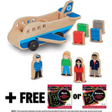 Melissa & Doug Wooden Airplane Classic Toy + Free Scratch Art Mini-Pad Bundle [93941]