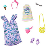 Barbie Storytelling Fashion Pack of Doll Clothes Inspired by Hello Kitty & Friends: Dress, Top & 6 Sweet-Themed Accessories Dolls, Gift for 3 to 8 Year Olds