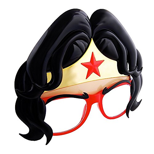 Sunstaches DC Comics Wonder Woman with Hair Sunglasses, Party Favors, UV400