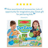 Melissa & Doug Feeding & Grooming Pet Care Play Set with 2 Plush Animals (24 pieces)