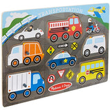 Melissa & Doug Wooden Peg Puzzles Set - Construction Site, Transportation, and Vehicles