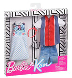 Barbie Fashion Pack with 1 Outfit of Floral Patterned Dress & 1 Accessory Doll & Striped Shirt, Shorts & Accessory for Ken Doll, Gift for 3 to 8 Year Olds