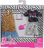 Barbie Clothes: 2 Outfits for Barbie Doll Feature “Girl Power” Tee and Animal Prints On Long Dress and Ruffled Skirt, Gift for 3 to 8 Year Olds