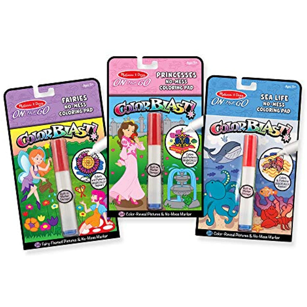 Melissa & Doug On-the-Go Color Blast Bundle: Fairy, Princess and Sea Life