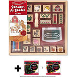 Melissa & Doug Farm: Stamp-a-Scene Wooden Stamp Set & 1 Scratch Art Mini-Pad Bundle (08592)