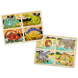 Melissa & Doug 4-in-1 Wooden Jigsaw Puzzles Set - Dinosaurs and Safari