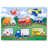 Melissa & Doug Vehicles Theme Peg Puzzle & 1 Scratch Art Mini-Pad Bundle (01874)