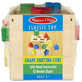 Wooden Shape Sorting Cube: Classic Toy Play Set & 1 Melissa & Doug Scratch Art Mini-Pad Bundle (00575)