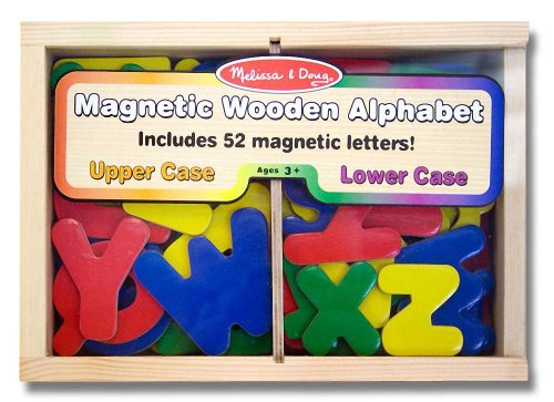 Melissa & Doug Alphabet Wooden 52 Magnets-in-a-Box Gift Set & 1 Scratch Art Mini-Pad Bundle