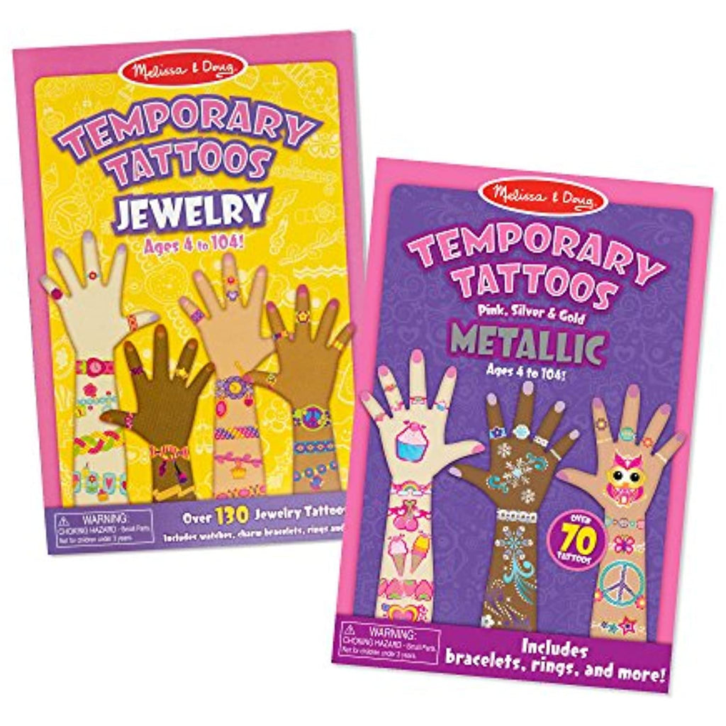 Melissa & Doug Temporary Tattoos Bundle - Jewelry & Metallic