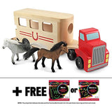 Melissa & Doug Wooden Horse Carrier Toy & 1 Scratch Art Mini-Pad Bundle (04097)