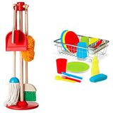 Melissa & Doug Island Time Brands Bundle Includes 2 Items (30 Pieces) Let's Play House Dust! Sweep! Mop! 6-Piece Pretend Play Set Let's Play House Wash and Dry Dish Set (24 pcs)
