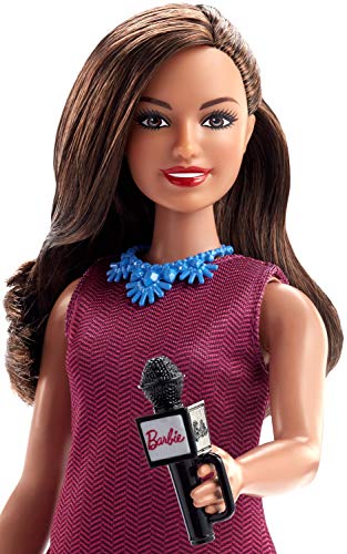 Barbie News Anchor Doll, Brunette Curvy Doll with Microphone