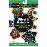 Melissa & Doug Silver & Rainbow: Scratch Art Stickers Pack & 1 Scratch Art Mini-Pad Bundle (05824)