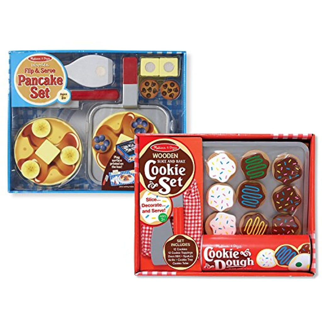 Melissa & Doug Flip and Serve Pancake Set with Slice and Bake Cookie Set – Wooden