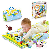 Baby Tummy Time Mat by Yookidoo. Newborn Musical Playmat & Outdoor Gym. Pillow, Teething Toys and Portable Fold-Up Case. 0- 12 months.