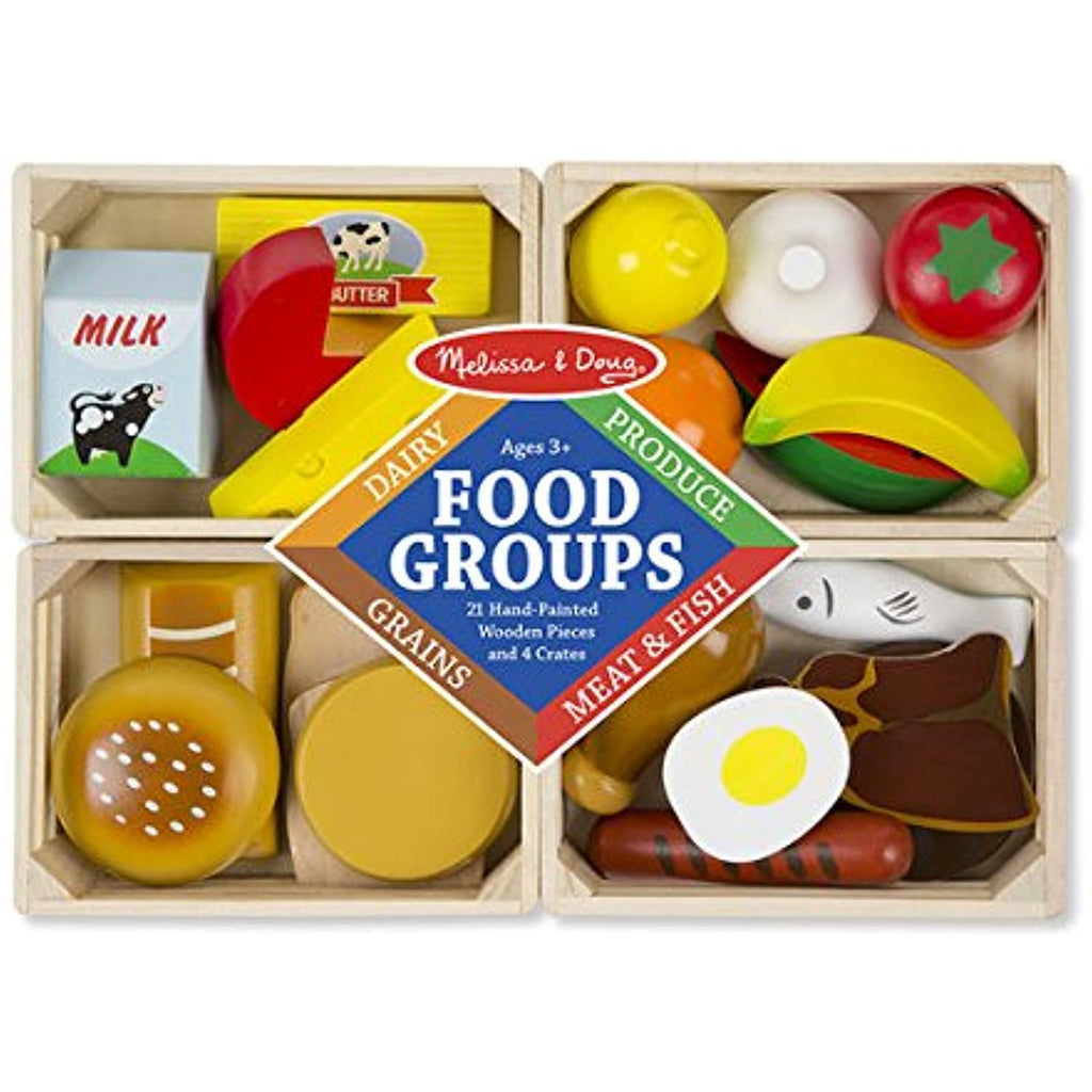 Melissa & Doug Food Groups With Stainless Steel Pots and Pans Pretend Play Kitchen and Food Set for Kids