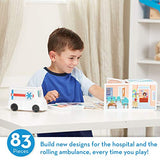 Melissa & Doug Magnetivity Magnetic Tiles Building Playset – Hospital with Ambulance Vehicle (83 Pieces, STEM Toy)