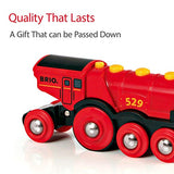 Brio World 33592 Mighty Red Action Locomotive | Battery Operated Toy Train with Light and Sound Effects for Kids Age 3 and Up