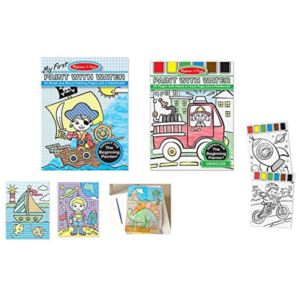 Paint With Water Bundle - 2 sets Blue and Vehicles by Melissa and Doug