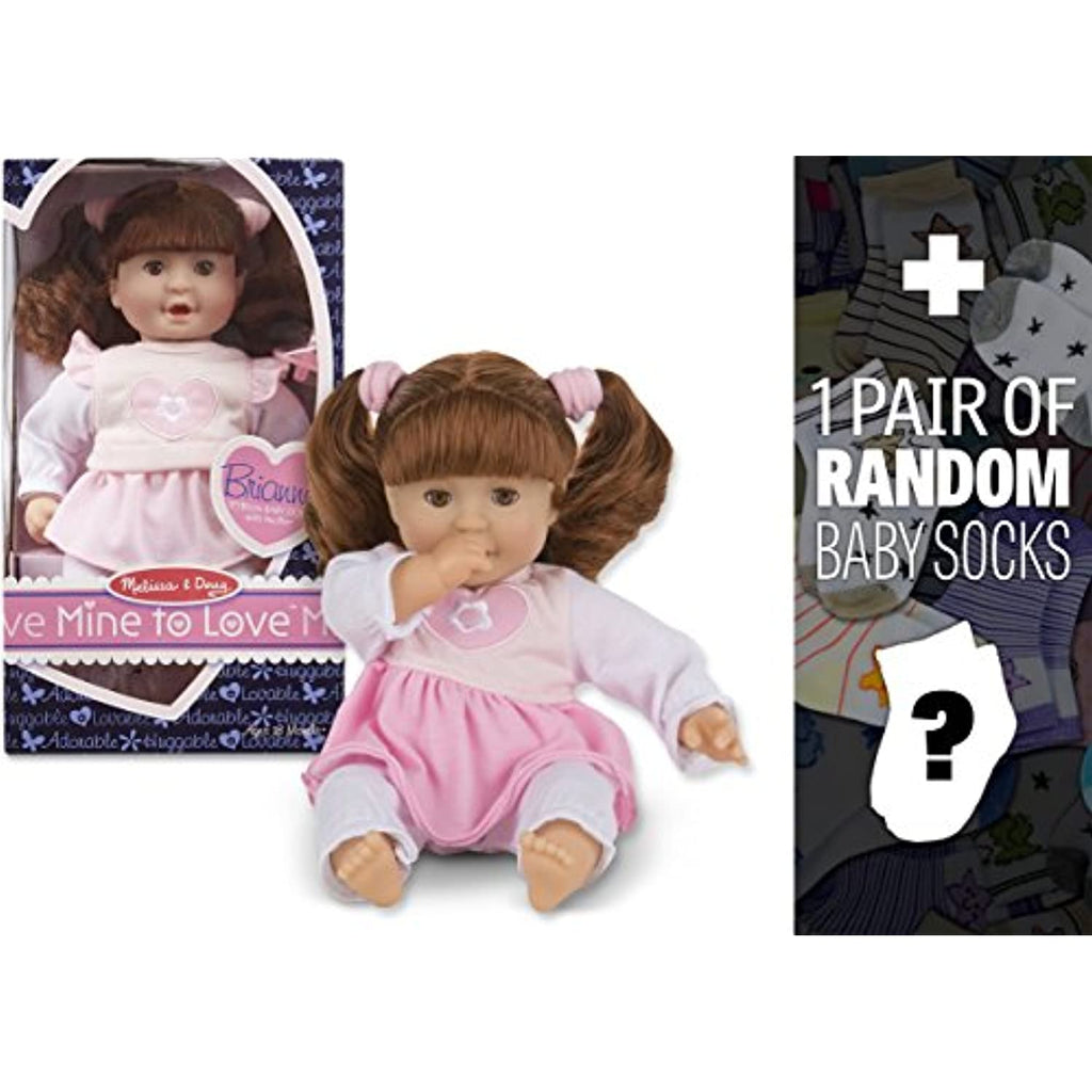 Melissa & Doug Brianna: Mine to Love Doll Series + 1 Free Pair of Baby Socks Bundle (48835)