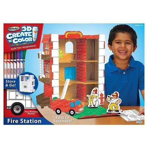 RoseArt 3D Create 'n Color Fire Station