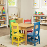 Melissa & Doug Kids Furniture Wooden Table & 4 Chairs - Primary (Natural Table, Yellow, Blue, Red, Green Chairs)