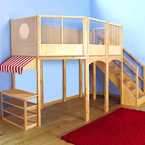 Guidecraft Market Loft Extension Kit: Wooden Climber Activity Center with Platform, Stairs, Window, Multi-Level Play Area for Kids