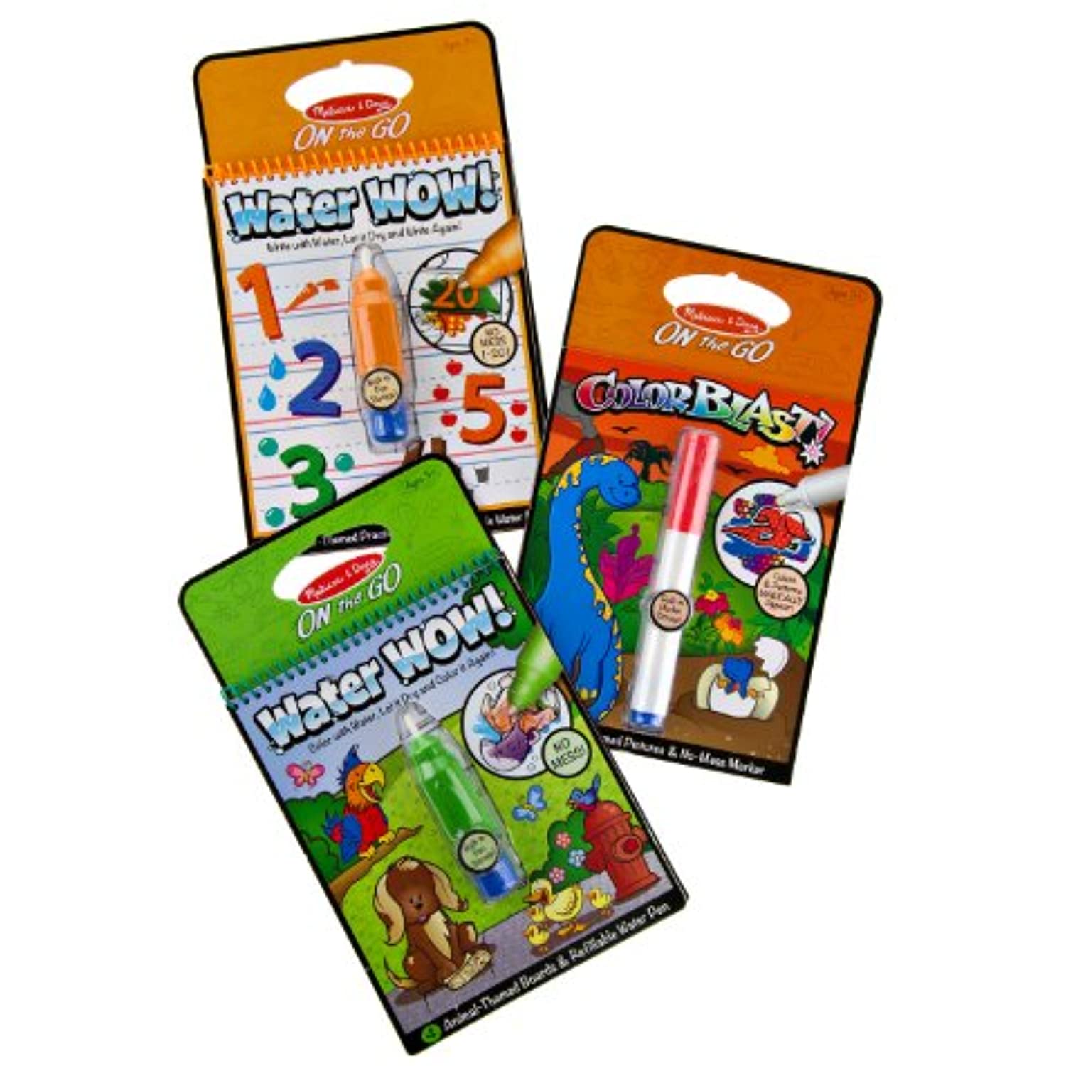 Melissa & Doug Colorblast Dinosaur, Water Wow Animals And Numbers - Bundle Pack