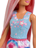 Barbie Doll, Rainbow Princess Look with Extra-Long Pink Hair, Plus Hairbrush, for 3 to 7 Year Olds