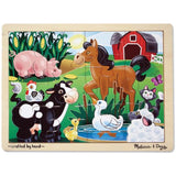 Melissa & Doug 'On The Farm' 12-Piece Wooden Jigsaw Puzzle + Free Scratch Art Mini-Pad Bundle [29346]