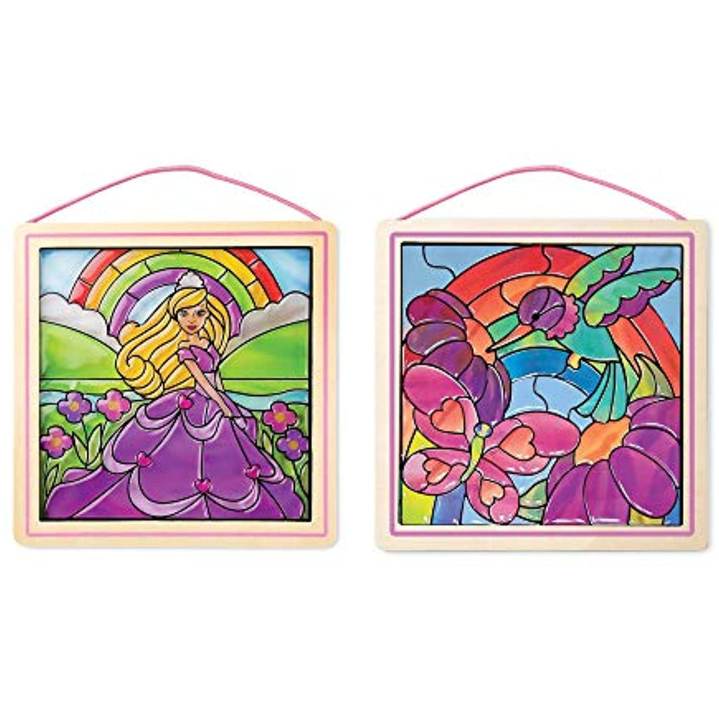 Melissa & Doug Stained Glass Made Easy Activity Kits Set - Rainbow Garden and Princess