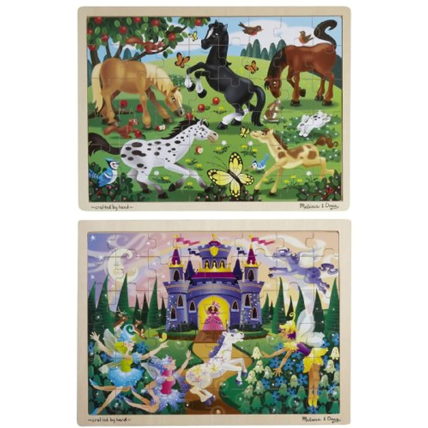 Melissa & Doug Jigsaw Bundle 48pc - Fairy Princess Castle and Horses