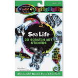 Melissa & Doug Sea Life: Scratch Art Stickers Pack & 1 Scratch Art Mini-Pad Bundle (05821)