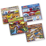 Melissa & Doug Chunky Wooden Puzzle Bundle - Dinosaurs, Construction, Tools and Vehicles