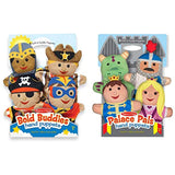 Melissa & Doug Adventure Hand Puppets (Set of 2, 4 puppets in each) - Bold Buddies and Palace Pals