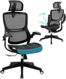 SSG Office Chair Ergonomic Desk Chair - Curved Linear Mesh Seat Lumbar Support HighBack Computer Chair with Headrest Flip-up Armrests, Adjustable Height & Tilt Home Chairs, Swivel Executive Task Chair