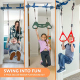 Gym1 - 6 Piece Indoor Doorway Gym Set for Kids - Indoor Swing for Kids Includes Kids Swing Chair, Rings, Hanging Trapeze, Ladder, Swinging Rope & Pullup Bar - Sensory Swing Set Accessory Playground