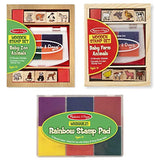 Melissa & Doug Baby Zoo & Farm Animals with 8 Wooden Stamps and 4 Color Stamp Pad Set