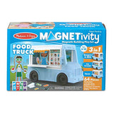 Melissa & Doug Magnetivity Magnetic Tiles Building Play Set – BBQ, Ice Cream, Taco Food Truck Vehicle (6 Panels, 55 Magnets, STEM Toy)